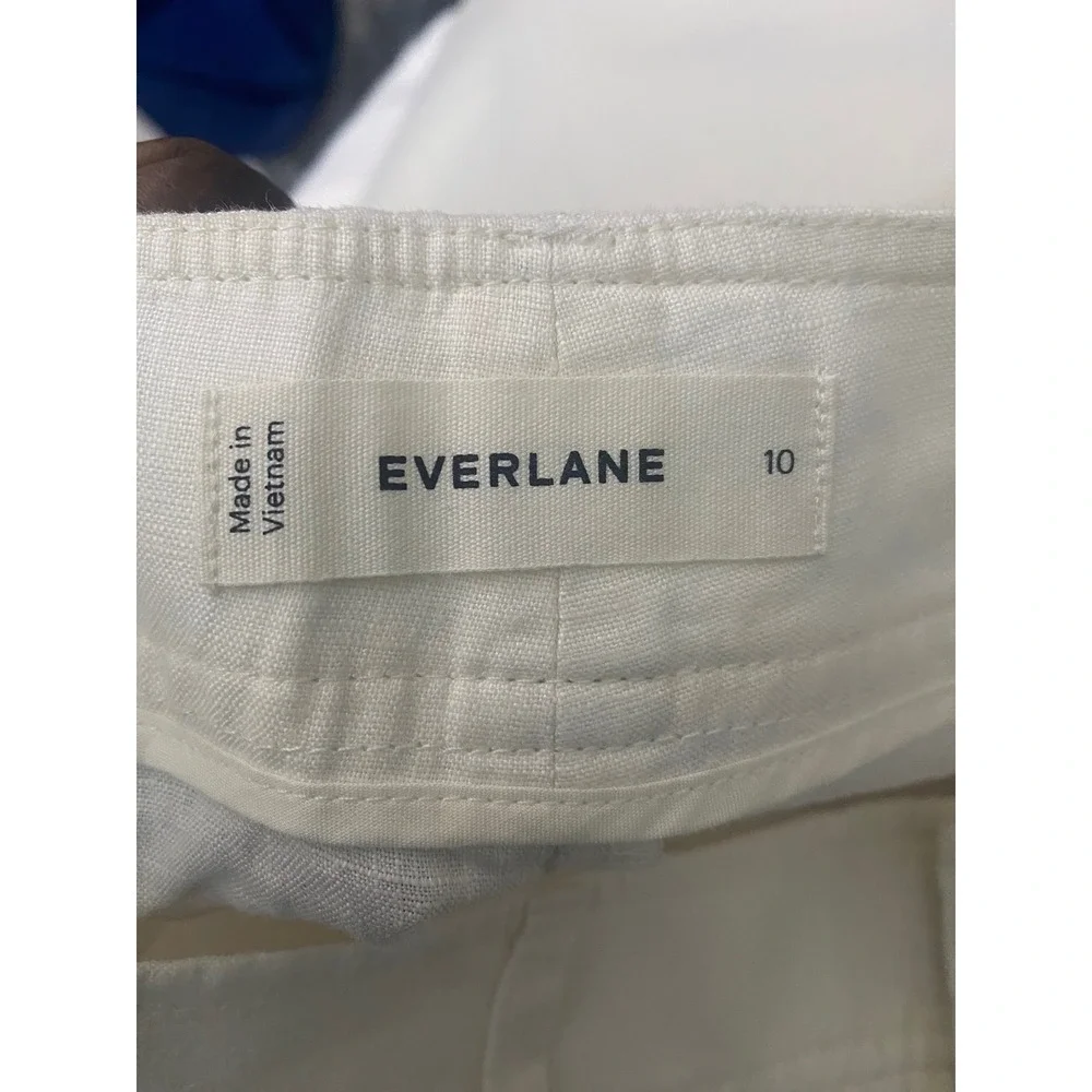Everlane Way-High Drape Linen Pant Bone Off-White Wide‎ Leg Pleated Trousers 10